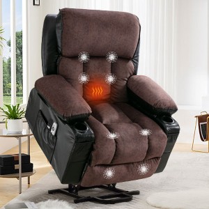 Faux Leather Power Lift Lounge Chair with Heat and Vibration Massage for Elderly with USB Port and Remote Control - 1 of 4