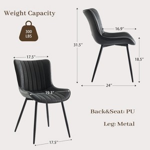 2-Pack Striped Dining Chairs with Backs, 300lb Capacity & Adjustable Non-Scratch Metal Legs, Set of 2 - 1 of 4