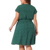 Agnes Orinda Women's Plus Size Casual Floral Tie Waist Short Sleeve Knee Length A Line Dresses - 4 of 4