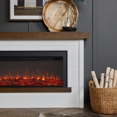 Bernice 67" White Electric Fireplace with Mantel