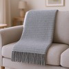 HomeRoots 50" X 67" Gray Cotton Blend Woven Throw Blanket with Fringe - 2 of 4