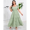 Womens Plus Size V Neck Summer Dress Layered Floral Print Long Maxi A Line Boho Dress - 2 of 4