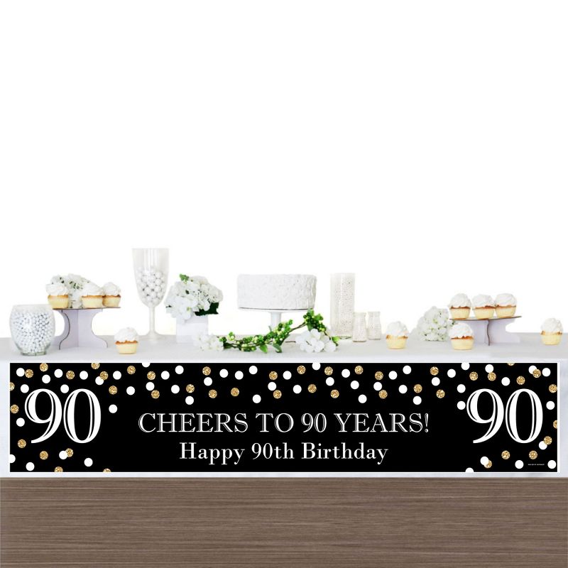 Big Dot of Happiness Adult 90th Birthday - Gold - Happy Birthday Decorations Party Banner, 3 of 8