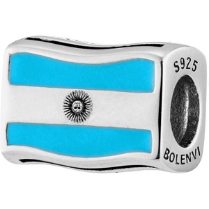 Sterling Silver Travel Charm - World Flags Country Bead for Bracelets, Gift for Mom & Daughter - 1 of 4