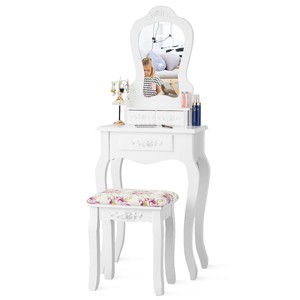 Tangkula Vanity Mirror Dressing Table Simple Style Beauty Dresser Cushioned Bench - 1 of 4
