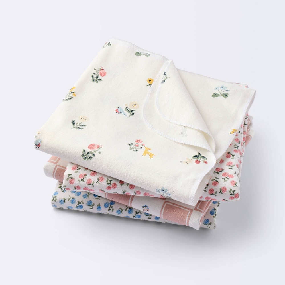 Photos - Children's Bed Linen Flannel Baby Blankets - Traditional Floral - 4pk - Cloud Island™