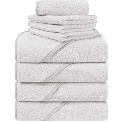 Gray Hooded Baby Bath Towel and Washcloth Set in Turkish Cotton