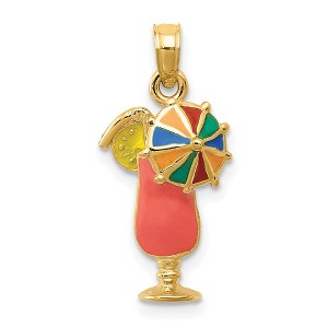 Black Bow Jewelry 14k Yellow Gold and Enamel Tropical Drink Pendant - 1 of 4