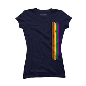 Adult Design By Humans Pride Rainbow Vertical Stripe By alphalezbean T-Shirt - 1 of 2