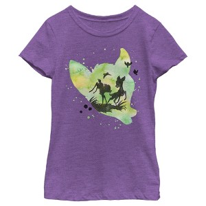 Girl's Bambi Green Watercolor Silhouette T-Shirt - 1 of 4