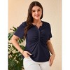 Whizmax Women Plus Size V Neck Button Blouse Short Sleeves Summer Comfy Lightweight Casual Tunic Tops - 2 of 4
