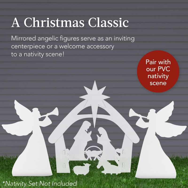 Best Choice Products 3ft Set of 2 Christmas Angel Yard Decorations w/ Weather-Resistant PVC, 4 Stakes, 3 of 8