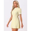 Allegra K Women's Summer Ruffle Neck Lace Panel Short Sleeve Check Gingham Dress - 3 of 4