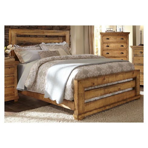 Queen Willow Slat Complete Bed Distressed Pine Progressive