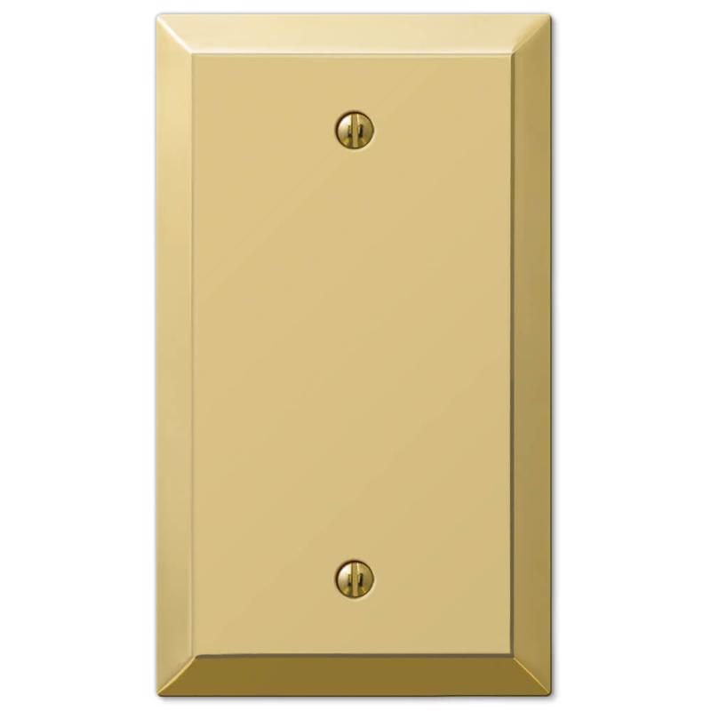 Amerelle Century Polished Brass 1 gang Stamped Steel Blank Wall Plate 1 pk, 1 of 2