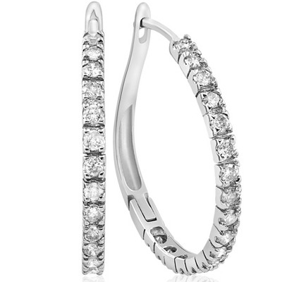 Pompeii3 1 Carat Diamond Hoops White Gold 3/4" Tall