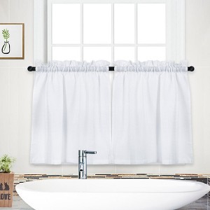 Tier Curtains, Waffle Weave Textured Short Curtains for Bathroom, Kitchen, Cafe,Waterproof Window Covering, Ideal for Small Windows and Cozy Spaces - 1 of 4