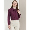 Allegra K Women's Work Office Long Sleeve Button Decor Elegant Bow Tie Neck Blouse - 3 of 4