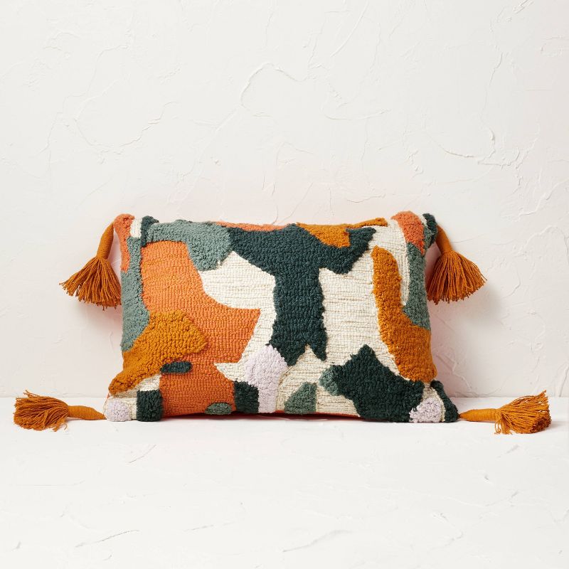 Abstract Punch Needle Lumbar Throw Pillow with Tassels - Opalhouse&#8482; designed with Jungalow&#8482;, 1 of 12
