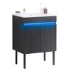 24" Bathroom Vanity With Sink Wall Mounted/Freestanding Vanity Ceramic Sink Set With Sensing Light Metal Legs For Bathroom - image 4 of 4