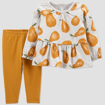 Image of Baby Girls' 2pc Pears Top & Bottom Set - Just One You® made by carter's Gold 3M