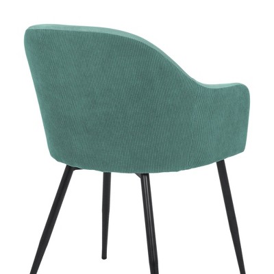 High-Back Two-Tone Teal Velvet Arm Chair with Black Metal Legs