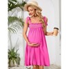 Coolmee Women Maternity Dress Summer Sleeveless Midi Dresses for Photoshoot Baby Shower Adjustable Straps Nursing Dress - 2 of 4