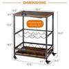 Costway Kitchen  Cart Serving Trolley on Wheels w/ Wine Rack Glass Holder - 4 of 4