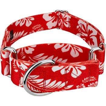 Country Brook Petz 1 1/2 Inch Red Hawaiian Martingale Dog Collar