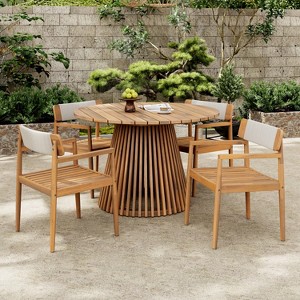 Christopher Knight Home Sett Rustic 5 Piece Patio Acacia Wood Dining Set - 1 of 4