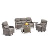 Buenhomino 5Pcs Patio Furniture Set with Fire Pit - Wicker Patio Conversation Set with Swivel Glider, Wicker Sofa, Tempered Side Table,6-inch Cushion - 2 of 4