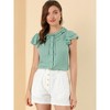 Allegra K Women's Ruffle Sleeve Tie Neck Button Front Flounce Neck Cotton Work Blouse - 3 of 4