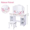 Kids Vanity with Tri-Fold Mirror, Little Girls Vanity Table & Stool, Kids Makeup with Drawer & Open Shelves for 3-9 Yrs Girls - 3 of 4