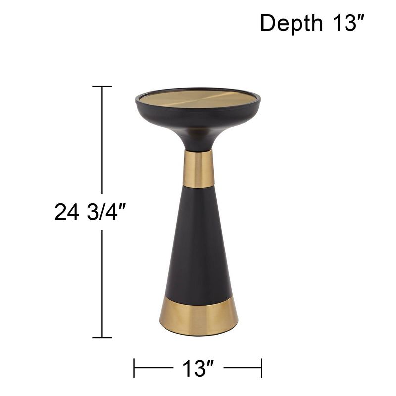Studio 55D Roxanne Modern Glam Luxe Metal Round Accent Side End Table 13" Wide Black Gold for Spaces Living Room Bedroom Bedside Entryway House Office, 4 of 10