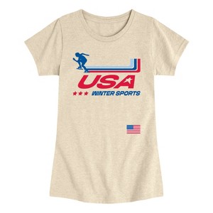 Girls' - Instant Message - Usa Winter Sports Oversized Fitted Short Sleeve Graphic T-Shirt - 1 of 4