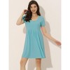 cheibear Women's U Neck Short Sleeve Lounge Dress Pajama Nightgown - 2 of 4