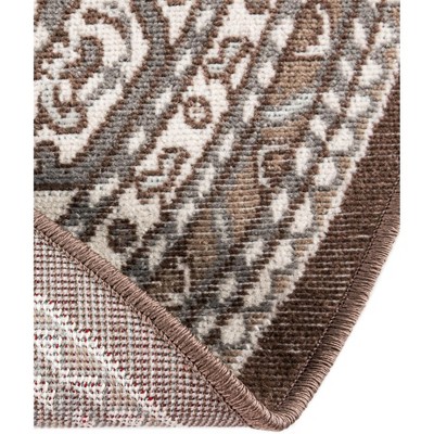 Brown Synthetic Round Stain-Resistant Indoor Area Rug