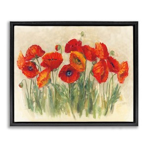 Stupell Industries Red Poppy Florals Soft Green Meadow Grass Floating Frame Canvas Art, Black, 31" x 25" - 1 of 4
