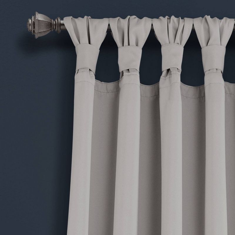 Set of 2 Insulated Knotted Tab Top Blackout Window Curtain Panels - Lush Décor, 3 of 9
