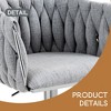 360° Fabric cover Swivel Bar Stools Set of 2, Adjustable Counter Height Bar Chairs with Woven Back & Footrest - Leovsnove - 4 of 4