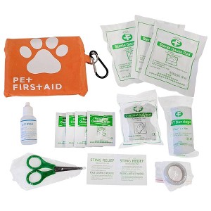 American Pet Supplies 19-Piece Pet Travel First Aid Kit with Carabiner - Compact Emergency Care for Adventurous Pets - 1 of 4