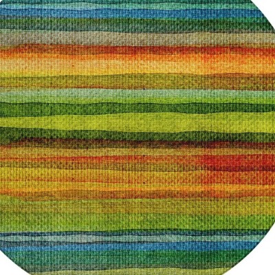 HomeRoots 8' Green Teal Blue And Copper Round Striped Washable Indoor Outdoor Area Rug