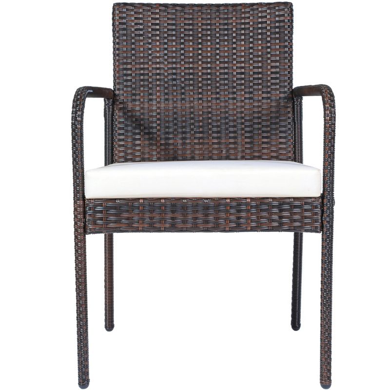 Tangkula 4-Piece Outdoor Rattan Wicker Dining Chairs with Armrests & Soft Cushions, 3 of 6