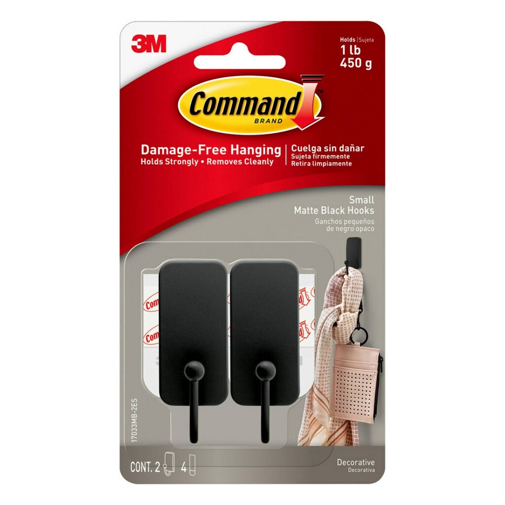 Command Small Matte Black Hooks