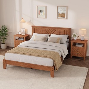 Nasitip Wooden Platform Bed Frame with Headboard, Mattress Foundation with Wooden Slat Support, No Box Spring Needed, Easy Assembly - 1 of 4