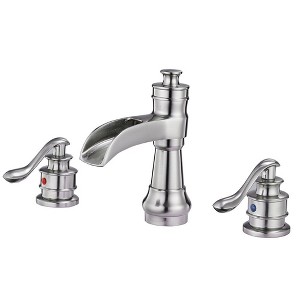 BWE 8 in. Waterfall Widespread 2-Handle Bathroom Faucet With Pop-up Drain Assembly in Spot Resist - 1 of 4