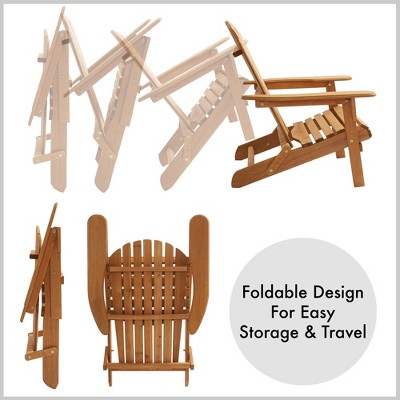 Natural Cedar Wood Folding Adirondack Chair with Arms