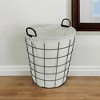 HomeRoots Large White Fabric Lined Metal Laundry Type Basket With Handle - 2 of 3
