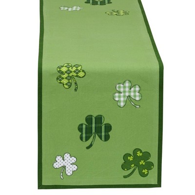 54" x 14" Cotton Lucky Day Table Runner Green - Design Imports