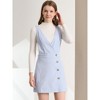 Allegra K Women's Corduroy Mini V Neck Vintage A-Line Bib Overall Pinafore Skirts - 4 of 4
